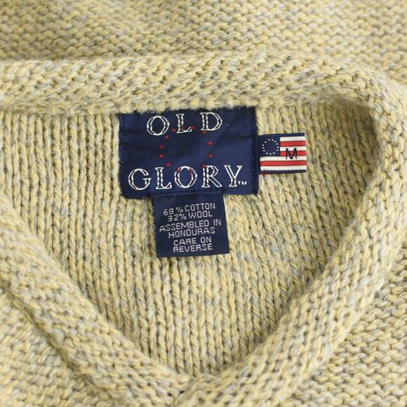 Vintage Chunky Knit Wool Blend Yellow Sweater, Men's Medium - Picture 10 of 10